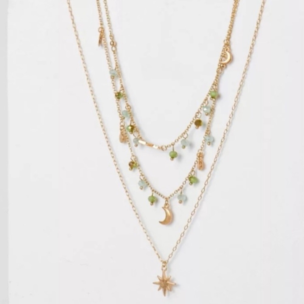 Moon & Stars Charm Layered Necklace - Picture 2 of 6